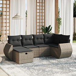 vidaXL Salon de jardin 6 pcs avec coussins gris résine tressée 