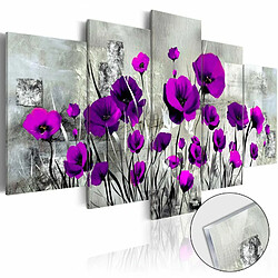 Paris Prix Tableau sur Verre Acrylique Meadow : Purple Poppies 50 x 100 cm 