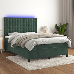 vidaXL Sommier à lattes de lit matelas et LED Vert foncé 140x200 cm 