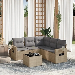 vidaXL Salon de jardin avec coussins 6 pcs beige résine tressée