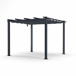 Avril Paris Tonnelle/Pergola aluminium 3x3m toile coulissante rétractable - Gris - OHIO