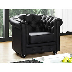 Vente-Unique Fauteuil en simili CHESTERFIELD - Noir