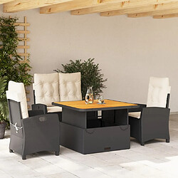 Maison Chic Ensemble à manger d'extérieur 4 pcs avec coussins,Salon de jardin noir -GKD782498