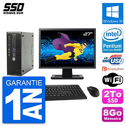 PC HP ProDesk 400 G3 SFF Ecran 27" G4400 RAM 8Go SSD 2To Windows 10 Wifi - Occasion