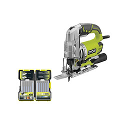 Pack RYOBI Scie sauteuse pendulaire électrique 680W RJS1050-K - Coffret de 20 lames RAK20JB 