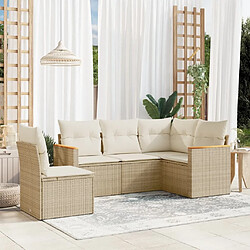 vidaXL Salon de jardin avec coussins 5 pcs beige résine tressée