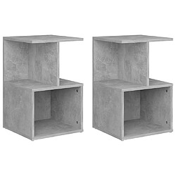 vidaXL Tables de chevet 2 pcs gris béton 35x35x55 cm bois d'ingénierie