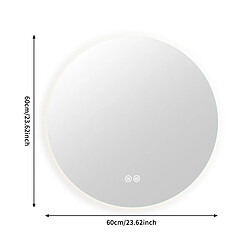 RAVAS Miroir rond salle-de-bain - 60cm - Anti-buée- 3 Mode de Lumières Dimmable pas cher