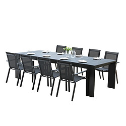 Wilsa Table de jardin en aluminium noir 8 places