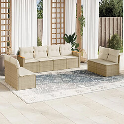 Maison Chic Salon de jardin avec coussins 8 pcs | Ensemble de Table et chaises | Mobilier d'Extérieur beige résine tressée -GKD29705