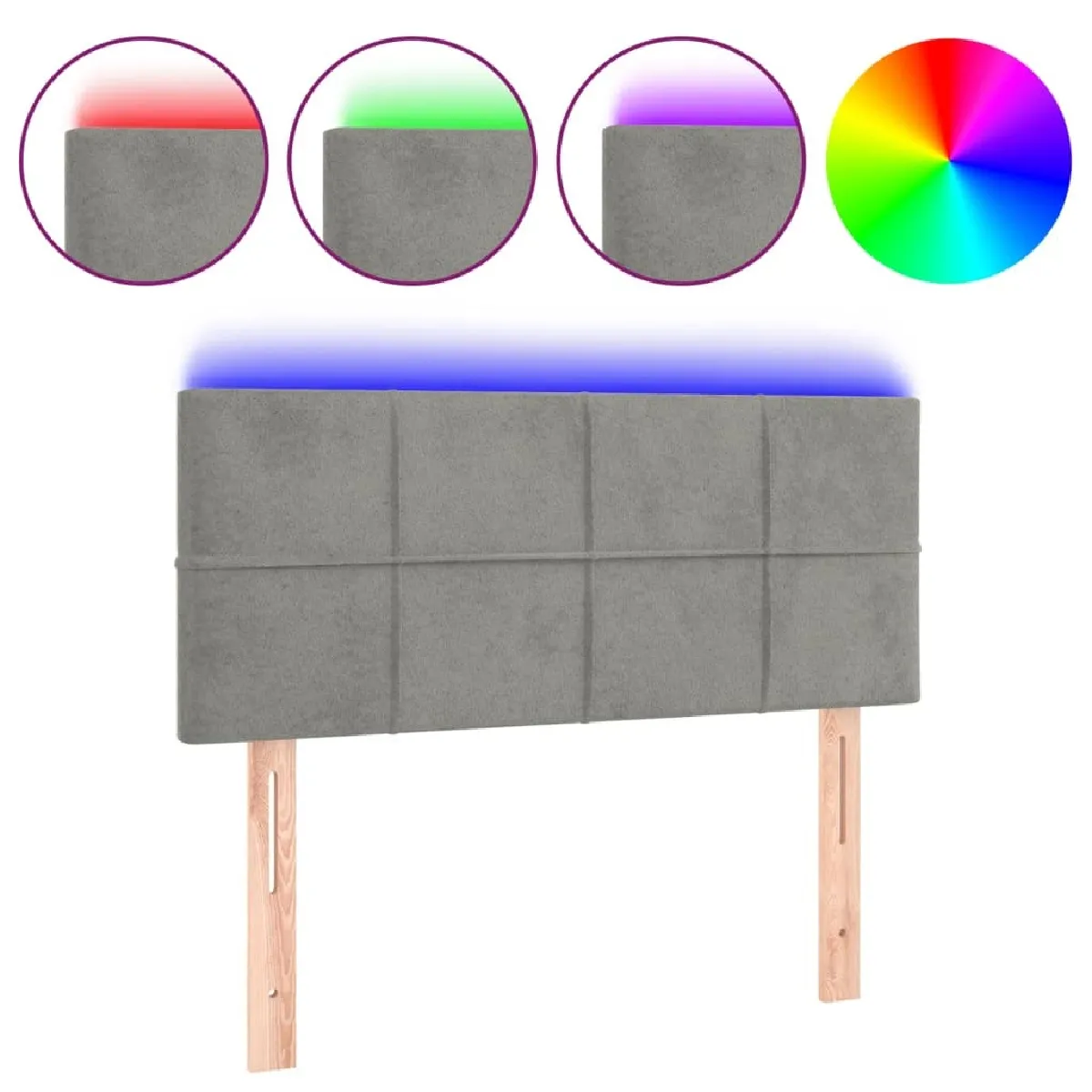 Maison Chic Tête de lit scandinave à LED,meuble de chambre Gris clair 100x5x78/88 cm Velours -MN83509