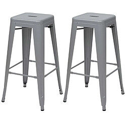 Decoshop26 Lot de 2 tabourets de bar design industriel en métal gris empilable 04_0000108