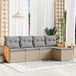 vidaXL Salon de jardin avec coussins 5 pcs beige résine tressée 