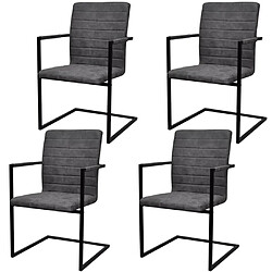 Maison Chic Lot de 4 Chaises à manger cantilever,Chaises de cuisine style scandinave - gris similicuir -MN77807