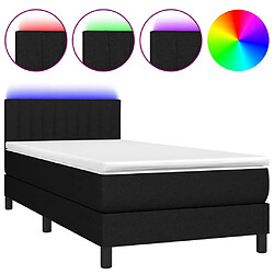 Sommier à lattes LED,Cadre à lattes de lit avec matelas pour Adulte Noir 100x200 cm Tissu -MN62145