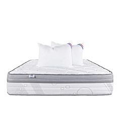 LUXURY LITERIE Matelas 140x200 cm, Relaxation, 26cm, Ressorts Ensachés, Mousse Haute Densité, ergonomique, Soutien ferme + 2 Oreillers 