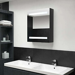 Maison Chic Armoire de salle de bain,Meuble de rangement,Meuble haut à miroir LED noir brillant 50x14x60 cm -GKD751375