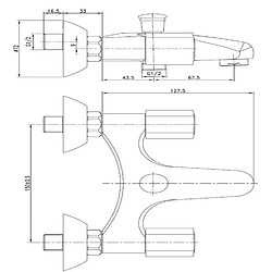 Mélangeur bain-douche avec inverseur 2 positions Tempo - GARIS - R02-11026EC