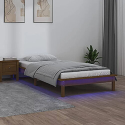 vidaXL Cadre de lit à LED sans matelas 90x190 cm bois massif