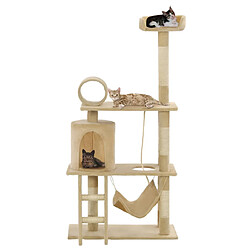 vidaXL Arbre à chat avec griffoirs en sisal 140 cm Beige