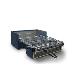 Inside 75 Canapé lit express COLOSSE couchage 140 cm matelas épaisseur 22 cm à mémoire de forme velours bleu marine pas cher