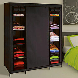 Idmarket Armoire de rangement penderie pliable vêtements en tissu noir dressing XXL