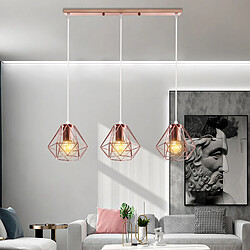 Acheter Stoex Suspension Luminaire D'Intérieur Vintage Or Rose Suspension Lustre Fer Métallique Plafonnier Rétro À 3 Lumières, Pour Bureau, Salle À Manger