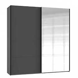 Inside 75 Armoire coulissante RONNA 1 porte graphite 1 porte miroir poignées noires largeur 135 cm 