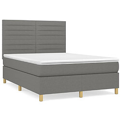 vidaXL Sommier à lattes de lit avec matelas Gris foncé 140x200cm Tissu