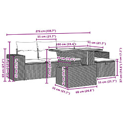vidaXL Salon de jardin avec coussins 6 pcs beige résine tressée pas cher