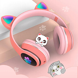 Universal Ecouteurs de musique pliables à l'oreille Ecouteurs d'oreilles de chat lumineux (rose)