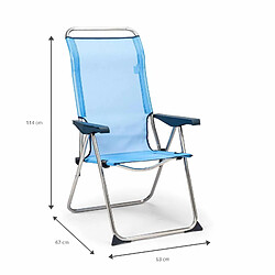 Chaise de Plage Pliante Solenny 5 Positions Dossier Ergonomique Bleu 67x63x114 cm pas cher