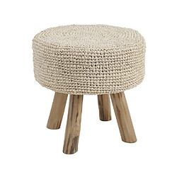 Aubry Gaspard Tabouret Cocooning jonc et bois. Tabouret Cocooning jonc et bois