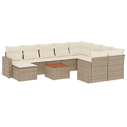 vidaXL Salon de jardin 11 pcs avec coussins beige résine tressée