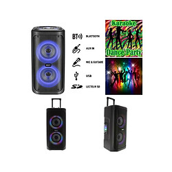 Power SONO ENCEINTE PORTABLE 200W SUR BATTERIE /SD/USB/BT/MP3 + TWS LEDS RGB et entrée MICRO KARAOKE 