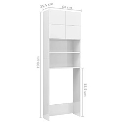 vidaXL Meuble de machine à laver Blanc brillant 64x25,5x190 cm pas cher