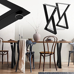 ML DESIGN MODERN LIVING 2 Pieds de table métal type X industiel piètement de meuble DIY noir 40x6x71 cm