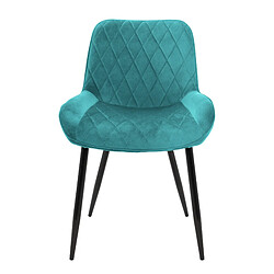 Chaises de salle à manger avec dossier & accoudoirs Lot de 2 Turquoise Revêtement velours avec pieds métal ML-Design