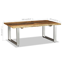 vidaXL Table basse Bois de récupération massif 100x60x38 cm pas cher