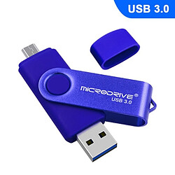 Wewoo Clé USB MicroDrive 64 Go USB 3.0 Téléphone et ordinateur Android Double disque rotatif en métal U Bleu