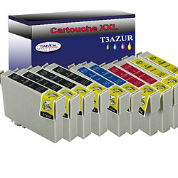 T3Azur 10x Epson T0711 -Compatible Lot de 10 Cartouches Compatibles pour Epson Stylus Office B1100, B40W - T3AZUR