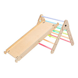 KateHaa Triangle d'escalade en bois avec mur d'escalade aux couleurs pastel | Structure / Cadre d'escalade d'intérieur pour enfants | Jouets Montessori