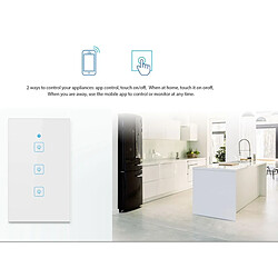 Wewoo WS-US-03 EWeLink APP & Touch Control 2A Commutateur mural intelligent avec panneau en verre trempé à 3 voies, 3 voies, CA 90V-250V, Prise américaine pas cher