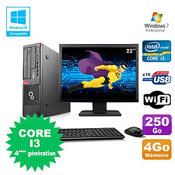 Lot PC Fujitsu E720 E85+ I3-4130 3.4GHz 4Go 250Go Graveur WIFI W7 + Ecran 22" · Occasion 