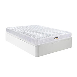 Vente-Unique Ensemble 160 x 200 cm sommier coffre blanc + matelas ressorts et mémoire de forme ép.15cm - WOLKENLOS de MORGENGOLD