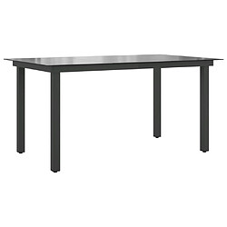 vidaXL Table de jardin Noir 150x90x74 cm Aluminium et verre