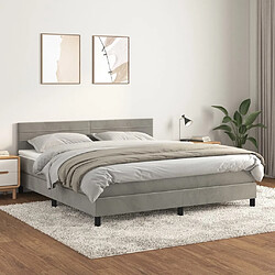 vidaXL Sommier à lattes de lit et matelas Gris clair 180x200cm Velours 