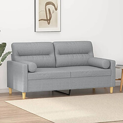 vidaXL Canapé 2 places avec oreillers gris clair 140 cm tissu 