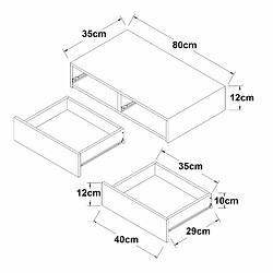 Helloshop26 Étagère murale avec 2 tiroirs karstula 80 x 35 x 12 cm blanc 03_0007007