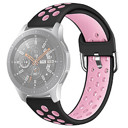 Wewoo Bracelet pour montre connectée Galaxy Watch 46 / S3 / Huawei GT 1/2 22mm de en silicone bicolore couleur braceletTaille L Noir Rose 